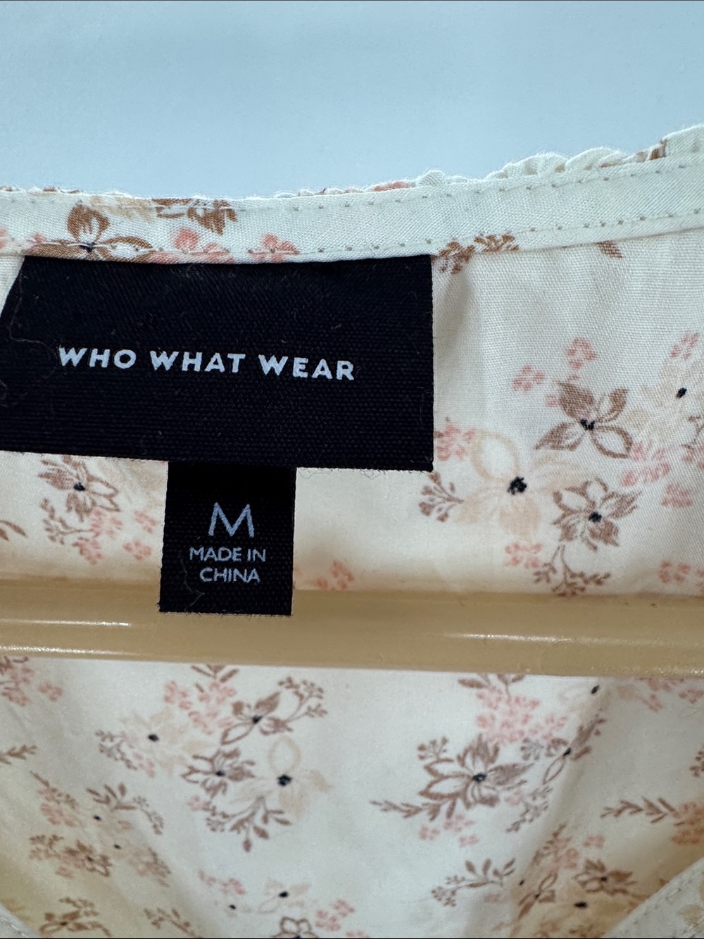 Who What Wear Cream Floral Ruffle Midi Dress cottage coquette M neutral boho - Picture 4 of 12